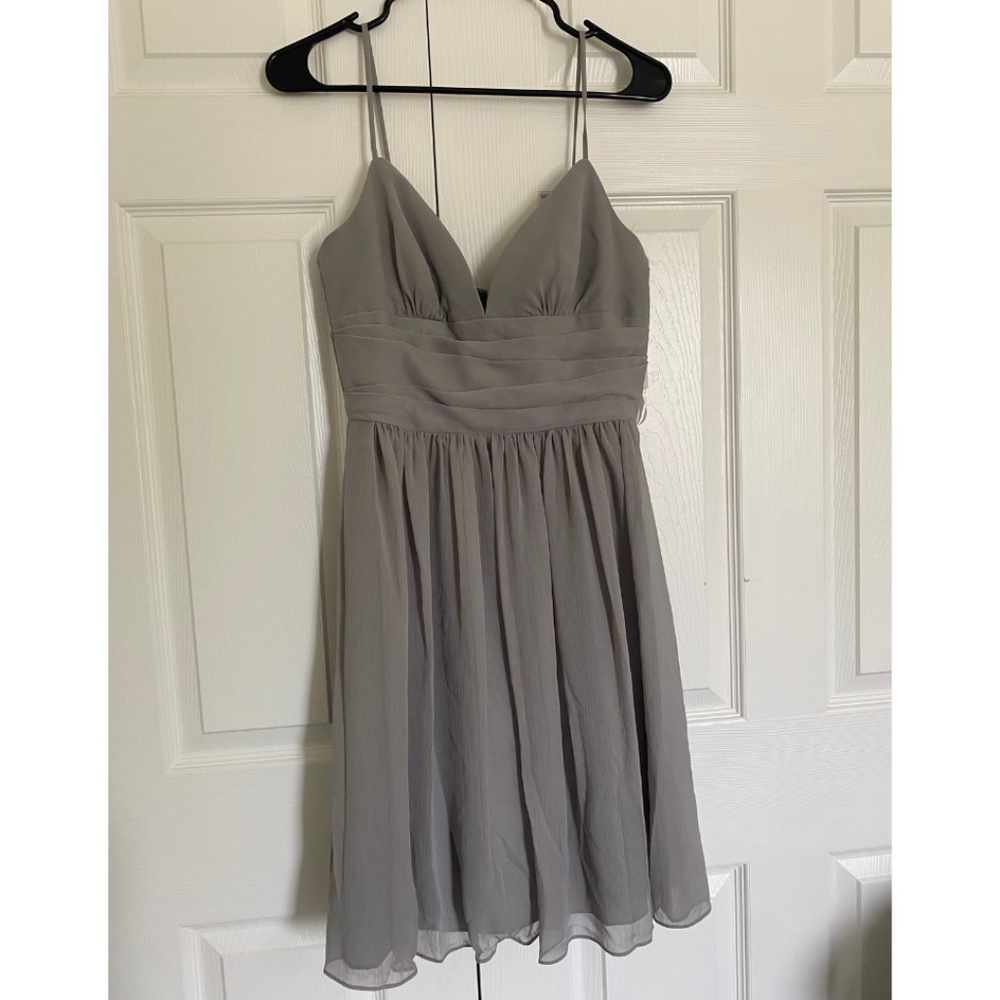 David's Bridal Grey Bridesmaid/Wedding Guest Dress - NEW WITH TAGS - Siz…